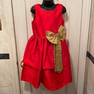 Little Girls Holiday Red and Gold Dress Size 7-8